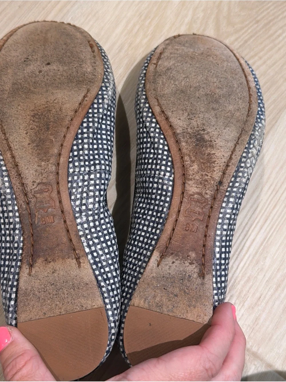 Tory Burch Caroline Flats In Tidal Grid Size 8M Good Condition No Box